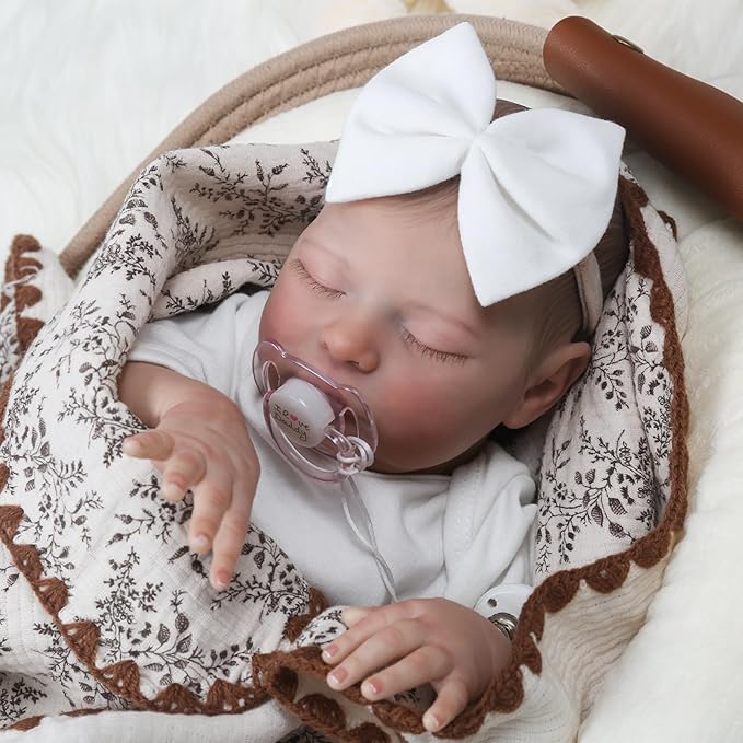 Reborn Baby Dolls - 20 Inch Lifelike Newborn Baby Doll, Realistic Baby Doll with Advanced Painted Veins, Look Real Sleeping Girl Baby with Soft Cloth Body for Kid Age 3+ Laura