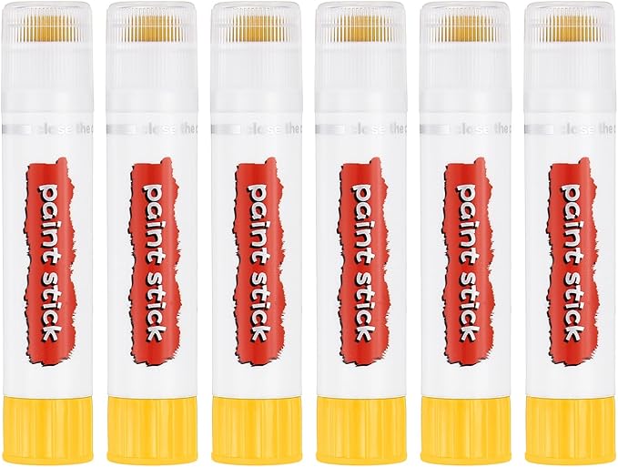 PATIKIL Tempera Paint Sticks, 6 Pcs Solid Tempera Paints Sticks Washable Bulk Markers Pen Quick Drying for Artists Beginners Art Supplies, Light Yellow