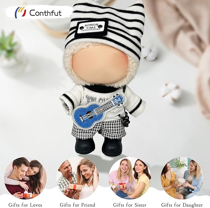 17cm/15cm Dolls Outfit Clothes Set,Accessories for Doll,Clothes Set for Dolls Dress Up (No Doll) (White+Black)