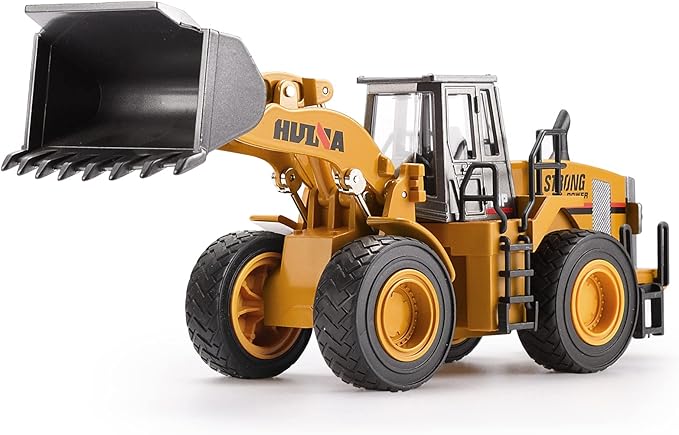 1/40 Scale Diecast Four Wheel Loader Truck Toy, Metal Construction Equipment Bulldozer Models for Kids