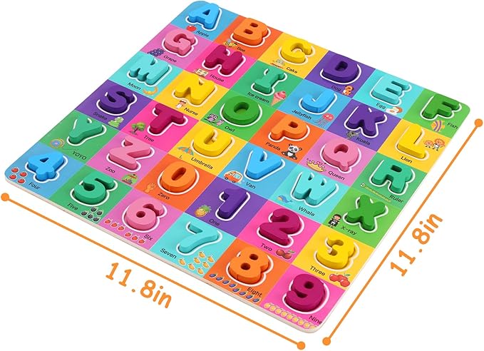 Wooden Alphabet Puzzles for Toddlers 2-4, Alphabet and Number Puzzle with ABC Learning for Toddlers 1-3, Preschool Learning Toys with Chunky ABC Puzzle Board for Girls Boys Kindergarten Ages 1 2 3 4