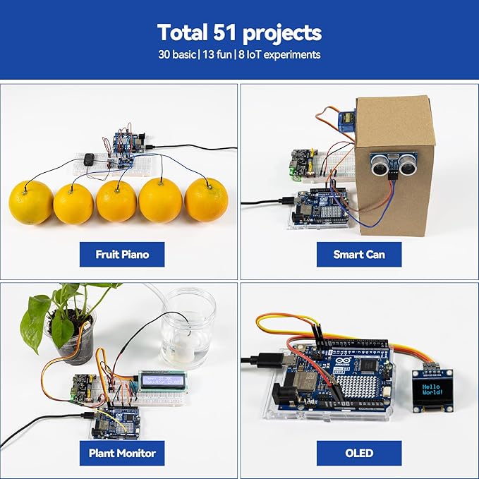 SunFounder Elite Explorer Kit with Original Arduino Uno R4 WiFi, RoHS Compliant, Bluetooth IoT ESP32 IIC LCD1602 OLED, Super Starter Kit, Online Tutorials & Video Courses for Beginners & Engineers