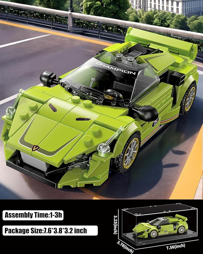 TGL TYCOLE Super Sports Car Building Block Set with Display Case,Speed Race Car Building Kits Construction Toy,Collectible Car Model,Christmas Birthday Gift for Adults and Kids 6 and up(323pcs)