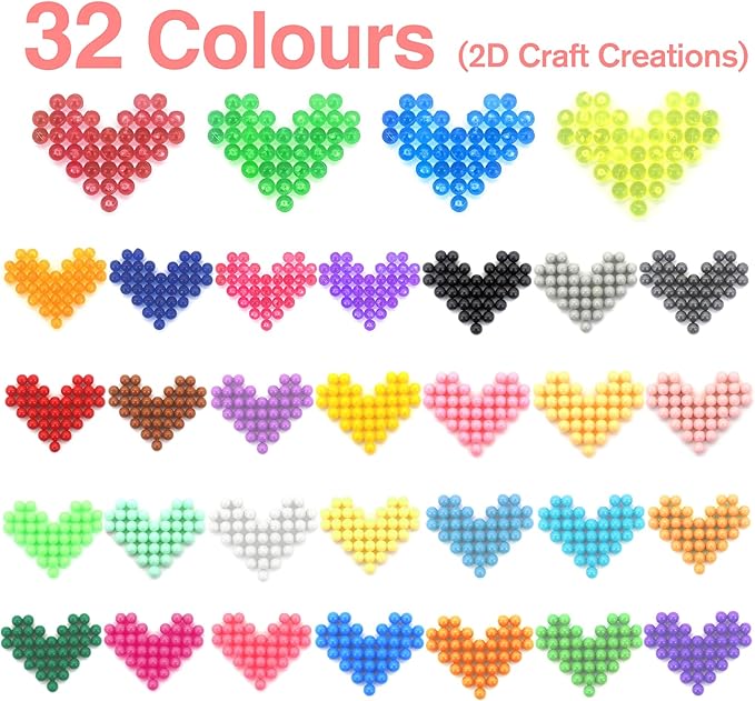 Fuse Beads Kit for Girls Ages 6+ – 4400 Pcs 5mm Beads in 32 Colors with Spray Bottle, Puzzle Guide, Clamps & Chains | Creative DIY Arts & Crafts Gift