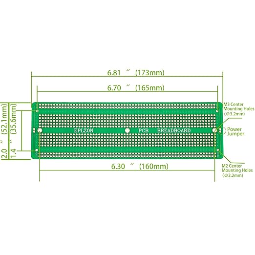 3pcs 6.8"x2.05" Breadboard Solderable Prototype PCB Board Kit for Electronics Projects Compatible for DIY Soldering Circuits Projects Prototype Board,Green