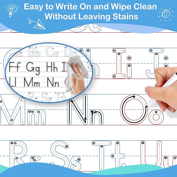 Aizweb Handwriting Practice Dry Erase Board,9" x 12" ABC Alphabet Letter Tracing for Kids Ages 3-5 Writing Small Whiteboard,Pre k Toddler Preschool Kindergarten Learning Activities,Homeschool Supplies