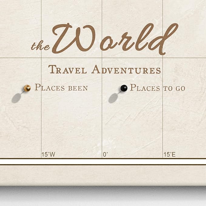 Canvas World Map with Cork Pin Board - English Lettering - Decorative Wall Decoration for All Rooms - Canvas Pictures with World Map Motif (120x80 cm, Pattern 22)