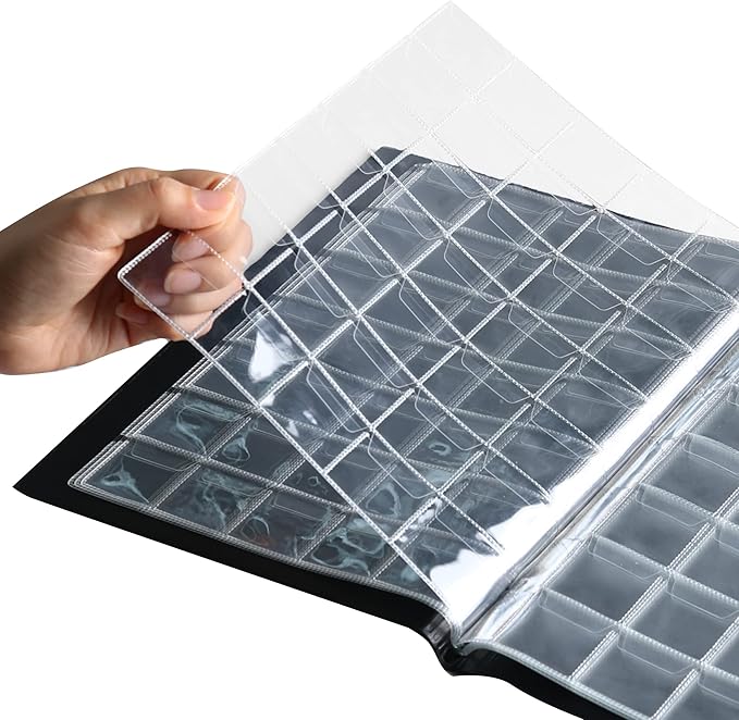 350 Pockets Coin Albums - 35x30 mm/1.3x1.1 inch Pocket Black Coin Book 10 Pages Coin Collection Holder Letter Size Coin Storage Book CS0235BK