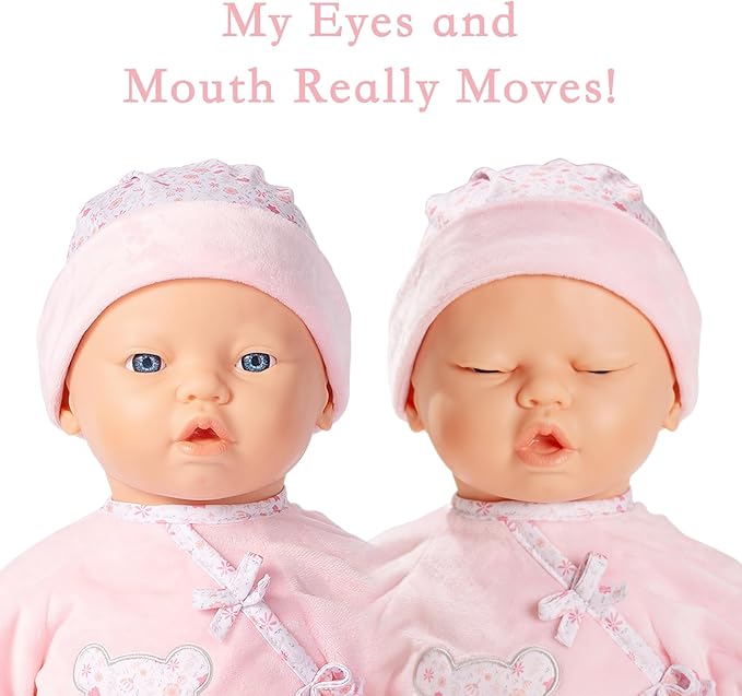 Mother Love Dolls 22 Inches, Big Interactive Baby Dolls with Realistic Sounds and Movements ，Talking and Crying Baby Doll, Soft Cloth Body with Feeding Toy, Dolls for 3+ Year Old Girls
