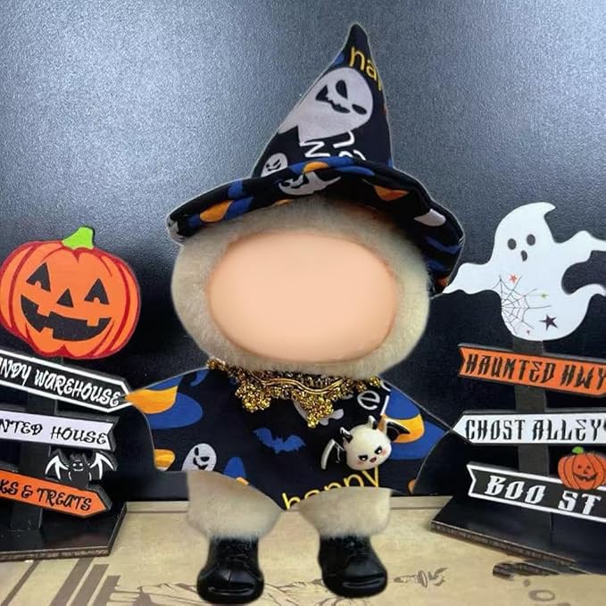 Halloween Doll Clothes for Labubu, Dolls Outfit Set for 17cm (6-6.7 inch) Dolls - Dress Up Set for Labubu Costumes & Accessories | Gift for Any Occasions | Doll Not Included (Halloween Ghost)