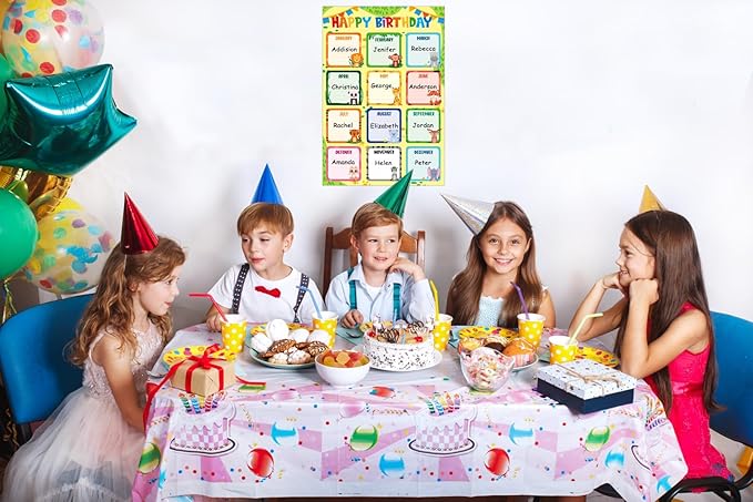 FLYAB Birthday Chart for Classroom - 11.2''x16.5'' Animals Happy Birthday Calendar Poster for Kids Back to School Bulletin Board Decorations Teacher Supplies