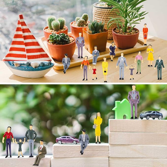 30 Pcs Mini People Figurines 1: 30 Scale Tiny People Model Miniature Sitting and Standing Little Plastic Figurines for Miniature Scenes
