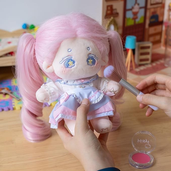 CALEMBOU Plush Doll, 20cm Cute Cotton Doll with Skeleton, Anime Plushies Soft Stuffed Dress Up Dolls, Kawaii Plush Toys Gift Come with Doll Clothes (Doll&Clothes-Maybe-Pink)
