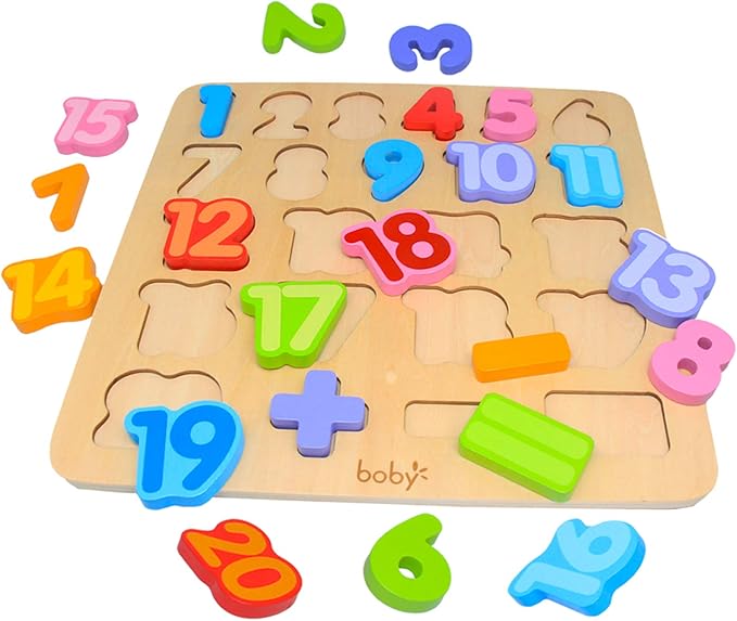 Wooden Number Puzzle Toys, ABC Letter & Number Puzzle for Toddlers 3 Year Old, Preschool Learning Toys for Kids, Educational Name Puzzles Gift for Boys and Girls