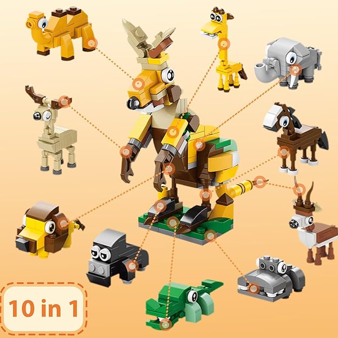30 Packs Building Blocks Party Favors for Kids, 10 in 1 Mini Animals Building Block Sets for Classroom Prizes, Birthday, Party Favors Return Gifts, Valentines, Easter Gifts (Animals)