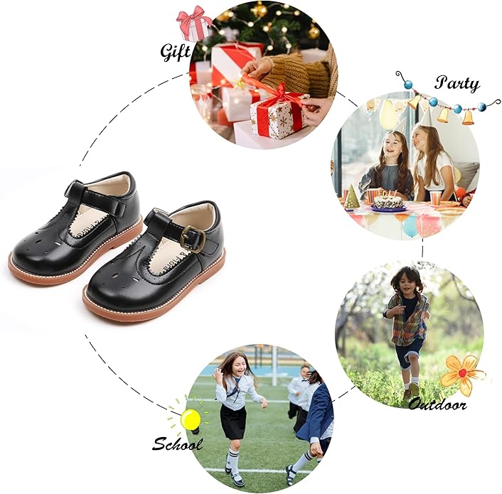 Felix & Flora Toddler Little Girl Mary Jane Dress Shoes - Ballet Flats for Girl Party School Shoes