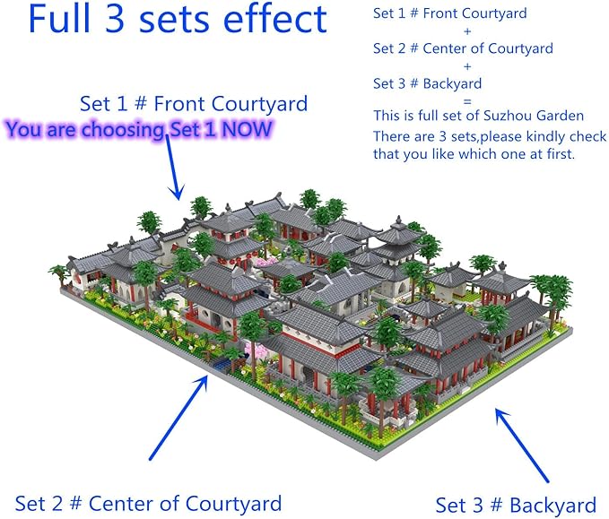 Architecture Chinese Style of Suzhou Garden,Set 1 Front Courtyard, Micro Block,Classical Famous Building Block Set,4222 PCS for Adults and Teens