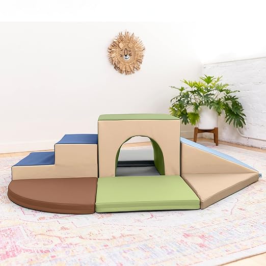 ECR4Kids SoftZone Lincoln Tunnel Climber, Toddler Playset, Earthtone