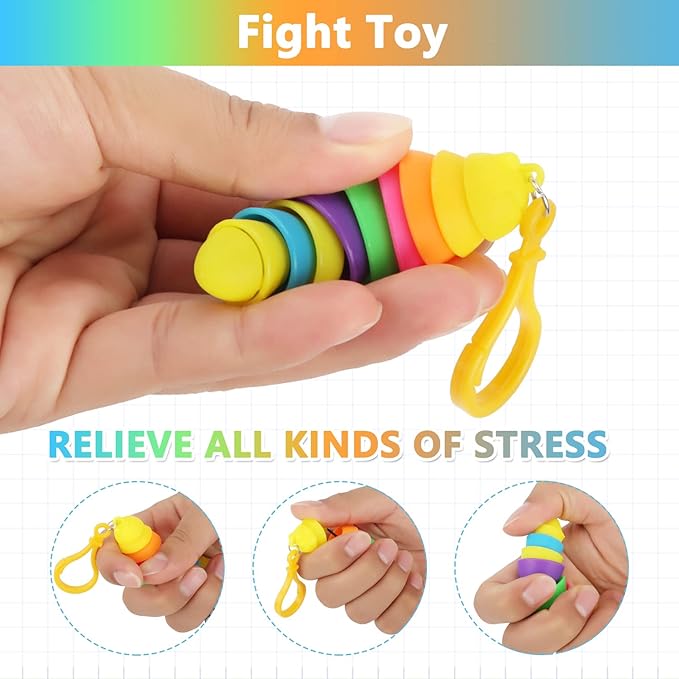 12 PCS Sensory Slug Toys, Articulated Stretch Caterpillar Toy, Anxiety Relief Fidget Slug Toy, Novelty Party Favors for Kids.