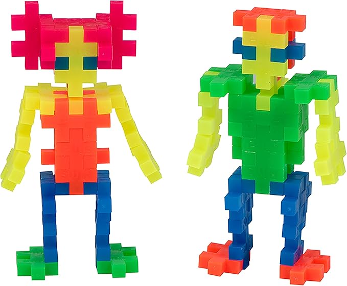 Plus Plus 500 Piece Super Tube, Interlocking Building Block 3D Puzzle Kit, Kids Stem Connecting Toys - Neon Color Mix