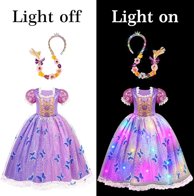 Meland Princess Dresses for Girls - Light Up Princess Costume for Little Girl, Halloween Costumes & Gift for Toddler Age 3-10