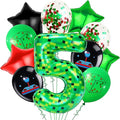 40in Green Pixel Number 5 Balloon Birthday Decorations, Miner Theme Green Foil Balloons Blast Gaming Party Supplies