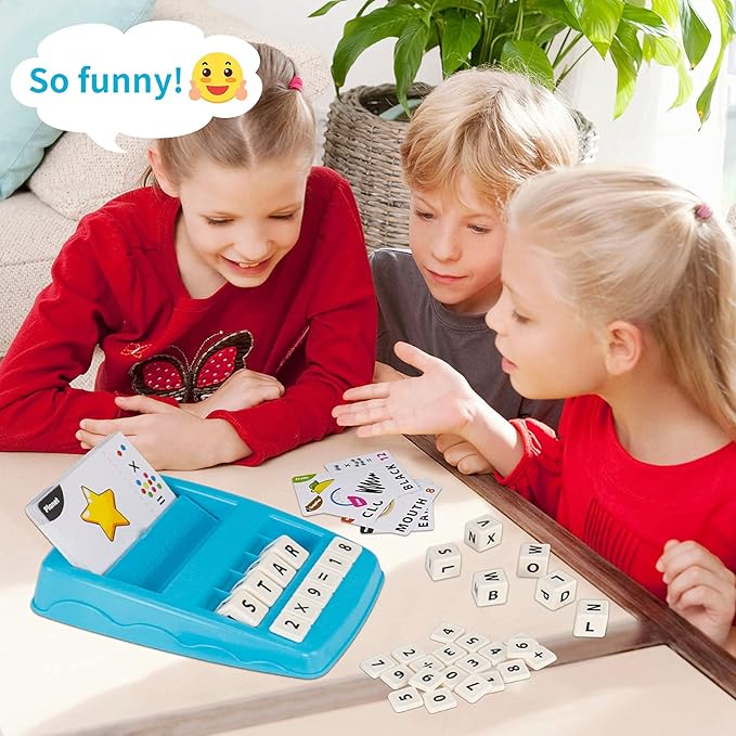 Educational Toys Learning Games for Kids 3-8, Matching Letter Spelling Early Math Game for Preschool& Kindergarten Kids Boys and Girls Light Blue