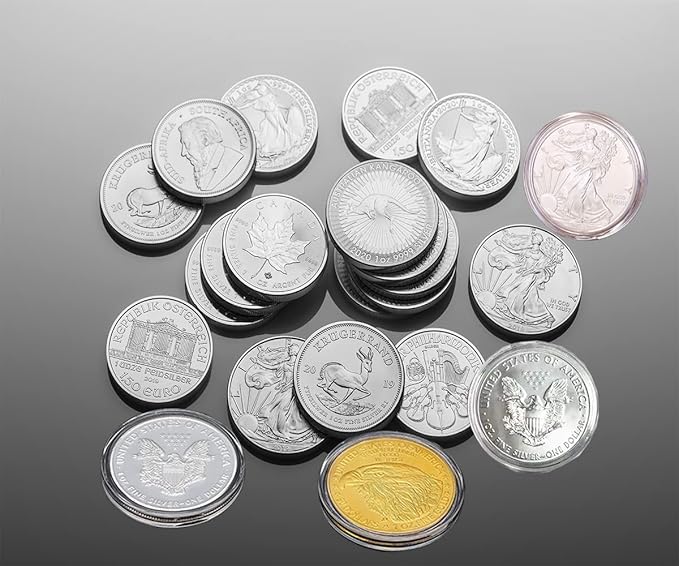 40.6mm Silver Dollar Coin Holder,Silver Eagles Coin Capsules for Collectors with Clear Plastic Storage Organizer Box for Coin Collection Supplies (60)