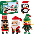 Christmas Building Blocks Santa Claus Nutcracker Elf Penguin Kit for Kids, Xmas Ornaments Bricks Set Figures Toy Gifts for Party Favors Goodie Bags Stuffers for Boys Girls 6 up