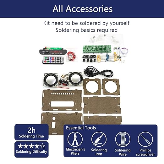 YYSOLDER Speaker Soldering Practice Kit Raaadio AUX Player Level Indicator Dual Channel Electronic Project kit DIY Electronic kit