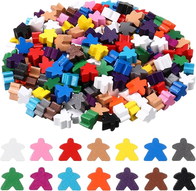 200 Pcs Wooden Meeples Multi Color Meeples Pieces Family Games Accessories Board Game Tokens Ideal for Sorting Counting Game Night Party