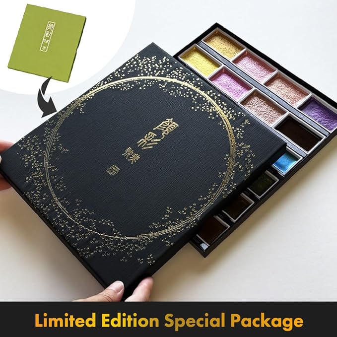 Kuretake GANSAI TAMBI Watercolor Paint Set 24 Glittery Colors II - Metallic, Professional-quality art supplies for artists adult painting aketching, Non-Toxic, Made in Japan