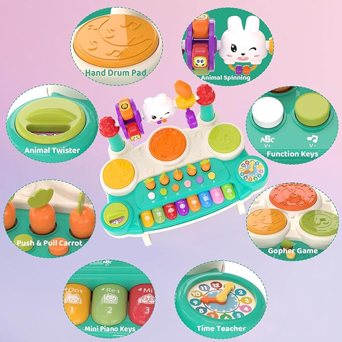 20 in 1 Baby Musical Toys – Interactive Piano Keyboard Drum Set for 6 9 12 18 Month, Toddlers 1-4, Educational Learning Toys for Boys Girls, First Birthday Gift 1 2 3 4 Year Old, Infant Toys
