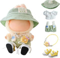 Clothes for Dolls Accessories (No Doll), Cute Outfit Set 5 Pieces Bib Pants for 15 & 17cm Doll Suit, Stylish Dress Up Overalls Doll Clothing Set Replacement with Hat Clothes Shoes Green