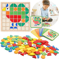 Montessori Tangram Educational, Geometric Shapes Puzzle Toys with 120Pcs Wooden Puzzle Blocks and 20Pcs Cards, Colorful Pattern Montessori Children's Educational Gifts for Kids Ages 3 and Up