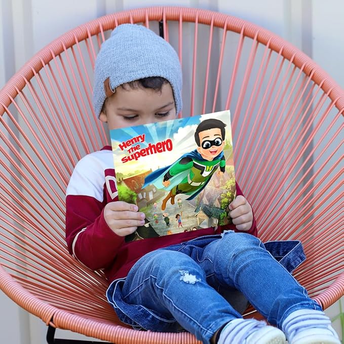 Dinkleboo Personalized Story The Superhero - for Kids Aged 0 to 8 Years Old - Every child can be a superhero in this super cute rhyming story! - Soft Cover (8"x 8")
