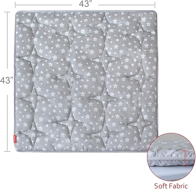 Teepee Play Tent Mat, Square Padded Mat for Playtent, Anti Slip Baby Quilted Activity Mat for Boys and Girls, Toddlers and Kids Playtime