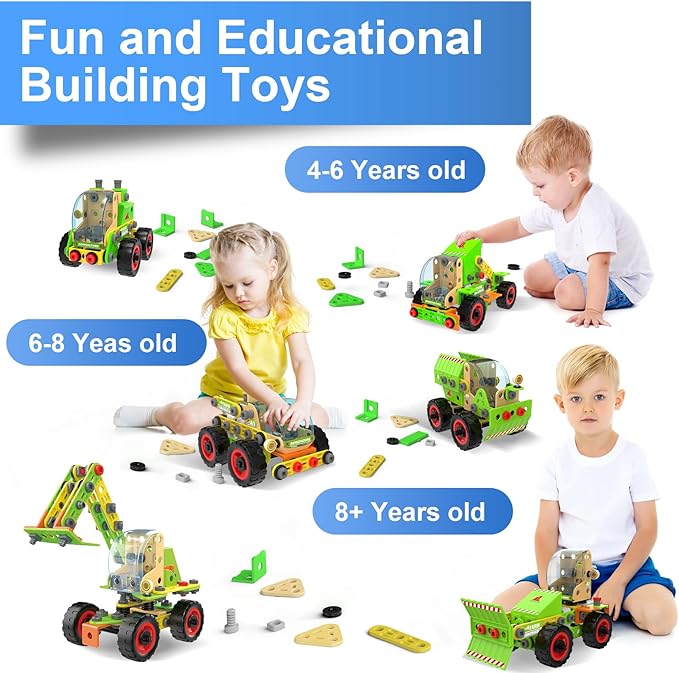 MOONTOY Building Stem Toy Set for 4 5 6 7 8 9+ Year Old Boy Birthday Gifts, STEM Toy Educational Engineering Kit, Building Toys for Kids Ages 4-8 5-7 6-8 Creative Games Boy(14 Models)