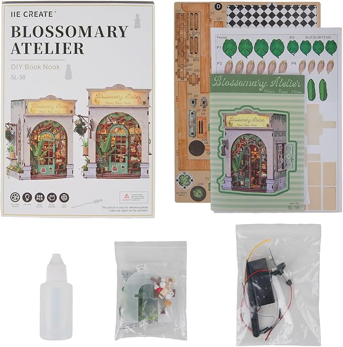 Flower Shop Miniature House Kit,DIY Miniature Dollhouse Kit with LED & Furniture,Mini Diorama House Building Kit for Adults Teens,3D Wooden Crafts Tiny House Mini Model Kit,Home Decor Birthday Gifts