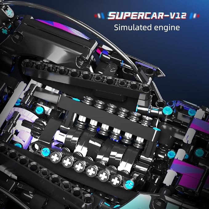 Mesiondy Sports Car Building Blocks Toys Boys，1:14 MOC Building Set Raceing Car Model,Construction Toy for Adults，Cars for Boys Age 6 7 8 9 Years Kids