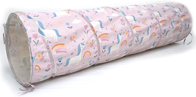 River & Aria Co Baby Play Tunnel - 6ft Indoor & Outdoor Pop Up Play Tunnel for Toddlers 2-6 - Interactive Hide-and-Seek Crawling Tunnels for Children (Unicorn Tunnel)