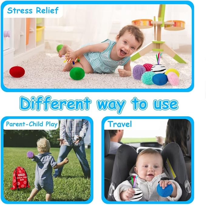 Baby Sensory Texture Ball Toy Set,10Pcs Montessori Toys for Babies 6-12 Months,Develop Fine Motor & Sensory Play for Newborns’ Early Learning,Fidget Stress Toys for Autism/Anxiety Relief.