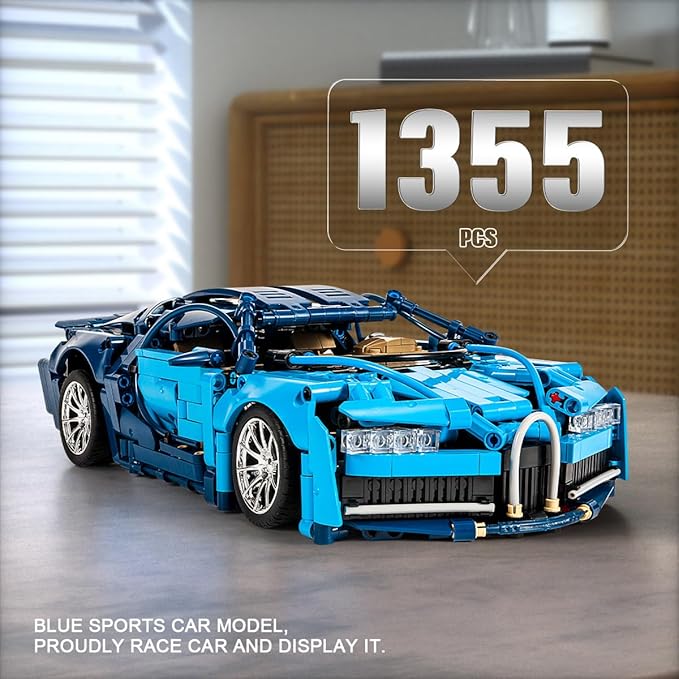 Bluce Sports Car MOC Building Blocks Kit, 1:14 Scale Sports Car Model Toys(1355 Pcs)，Gift for Adults and Kids