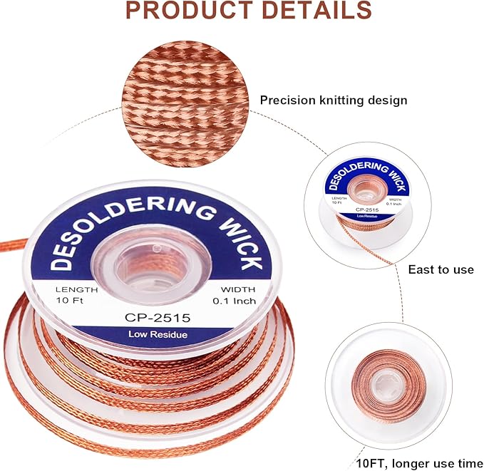 Solder Flux Paste And Solder Wick Braid, No Clean Soldering Flux(10cc) Soldering Remover Tool, 10ft Desoldering Wick Braid For Electronics Repair For Disassemble Electrical Components
