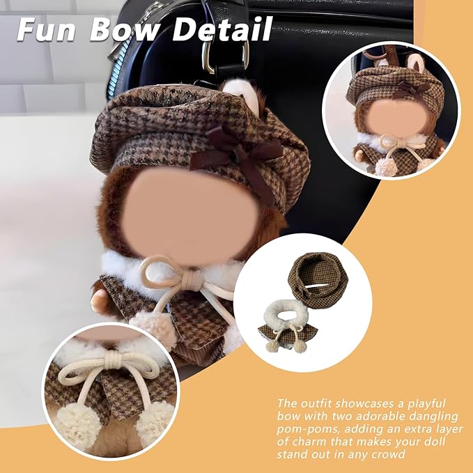 Doll Clothes Set for 17cm Dolls - Princess Dress Outfits with Bonnet/Bow Hair Accessories, Cute Clothes for Display & Photography (STK05)
