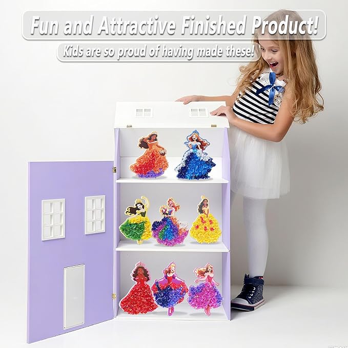 skyenchant Princess Poke in Art Kit - Magical Dress-Up Crafts, Creative Fun Activity for Girls, Best Birthday Gift for Ages 4-9 Years Old(8cpcs) (Princess-8)