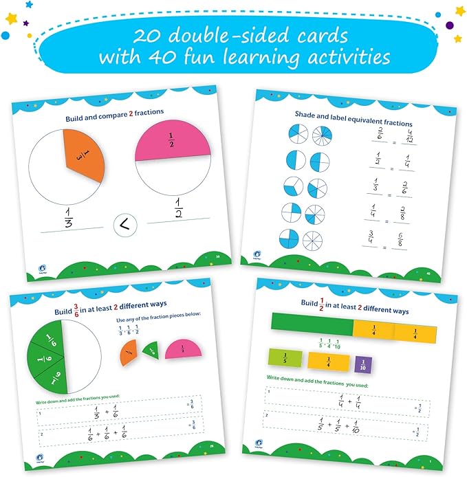 Simply magic 166 PCS Magnetic Fractions Activities Class Set – Fraction Strips, Tiles, Circles & Bars, Magnetic Math Manipulatives for Kids, Perfect Classroom Learning Tools, Homeschool Supplies