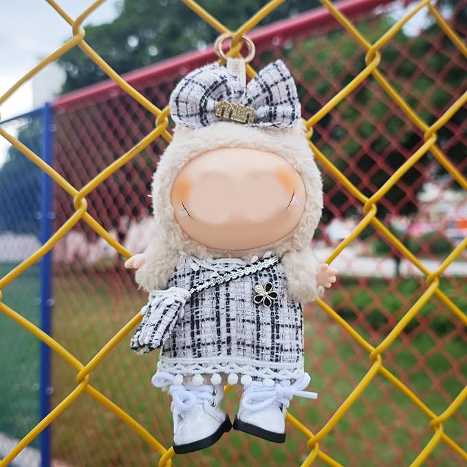 17cm Doll Clothes and Shoes Set, Cute Girls Outfits and Leather Shoes, 5 PCS White Chic Dress Stylish Outfits Exquisite Accessories