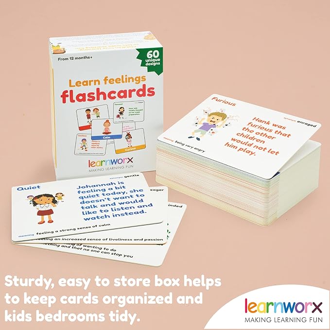 Emotion Cards for Kids, Feeling Cards Game | 60 Emotion & Feeling Flash Cards for Kids | Learn Feelings and Needs Cards | Teach Mixed Emotions & Emotional Intelligence Cards to Children & Toddlers