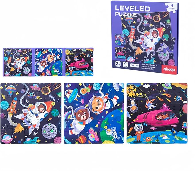 Magnet Puzzles for Kids Ages 4-6 3-5, Toddler Magnetic Puzzle Book, Portable Travel Toys for Car Road Trip Activities, Valentine Gift for Boys & Girls, Preschool Classroom Learning Games (Space)